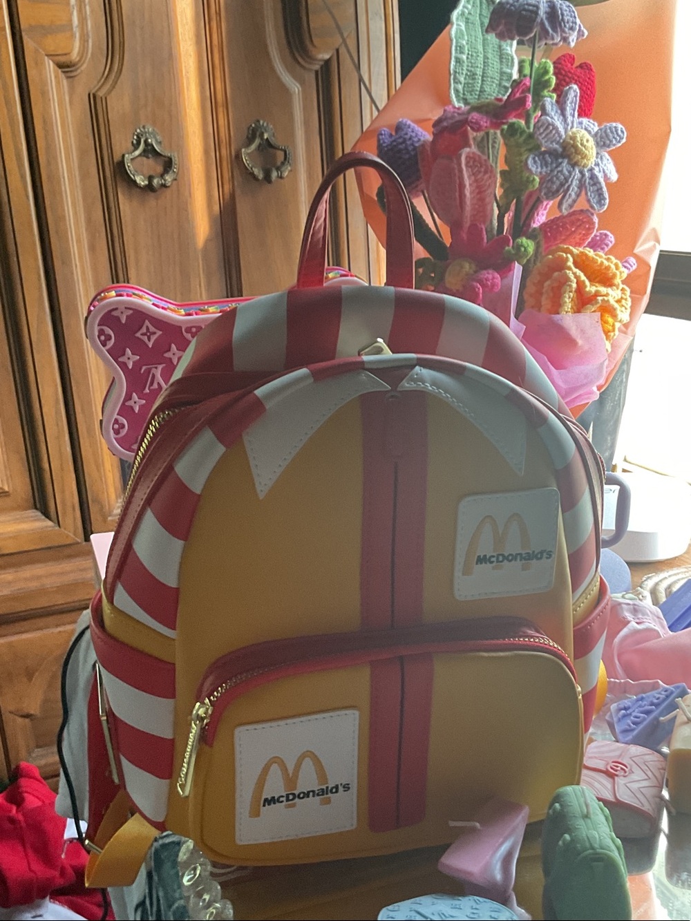 McDonald's Yellow and Red Striped Kids Backpack